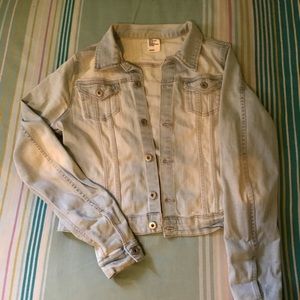 Light denim, slightly distressed, jean jacket